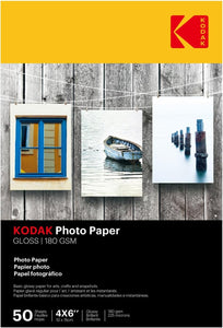 Genuine Kodak 4X6" Gloss Photo Paper, 180gsm, 50 Sheets (5740-506)