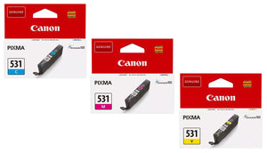 Canon CLI-531, 3 Colour Ink Cartridges, CLI-531C, CLI-531M, CLI-531Y