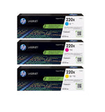 HP 220X 3 Colour Toner Cartridge Multipack, W2201X, W2202X, W2203X