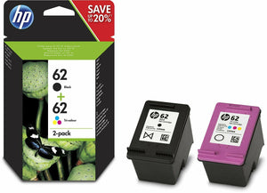 Genuine HP 62 Black & Tri-colour Ink Cartridges, C2P04AE, C2P06AE, J3M80AE