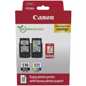 Genuine Canon 510, 511, ValuePack Ink Cartridges, Canon PG-510, CL-511, 2970B017AA