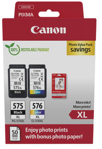 Canon PG-575XL & CL-576XL Photo Value Pack Ink Cartridges PG575XL Plus CL576XL