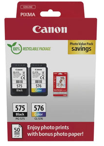 Canon PG-575 & CL-576 Photo Value Pack Ink Cartridges PG575 Plus CL576