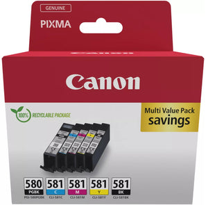 Canon 5 Colour Multipack Ink Cartridge, PGI-580PGBK, CLI-58BKCMY, 2078C007AA