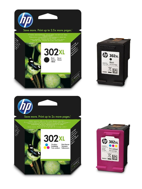 HP 302XL Original Black & HP 302XL Colour Ink Cartridges