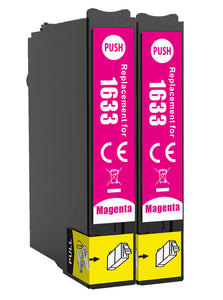 2 Compatible 16 XL, Magenta Ink Cartridge, Replaces For Epson 16XL, T1633, NON-OEM