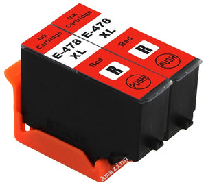 2 Compatible Red Ink Cartridge, For Epson 478XL, T04F5, NON-OEM